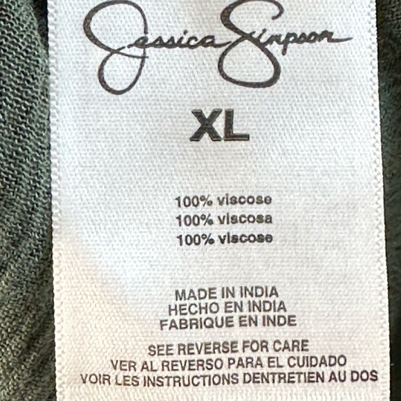 Jessica Simpson Long Sleeve Spaghetti Strap Drop Shoulder Blouse - Green - XL - Picture 6 of 9